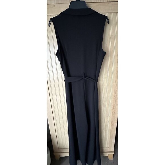Nanette Lepore Womens Sleeveless Wide Leg V Neck Collared Jumpsuit Black Size 14 - Picture 5 of 7